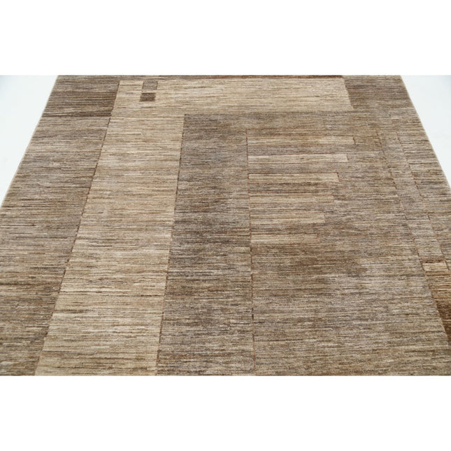 Modcar 6' 6" X 8' 0" Hand-Knotted Wool Rug 6' 6" X 8' 0" (198 X 244) / Grey / Brown