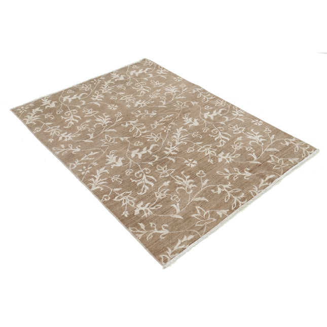Modcar 4' 0" X 5' 7" Hand-Knotted Wool Rug 4' 0" X 5' 7" (122 X 170) / Brown / Brown