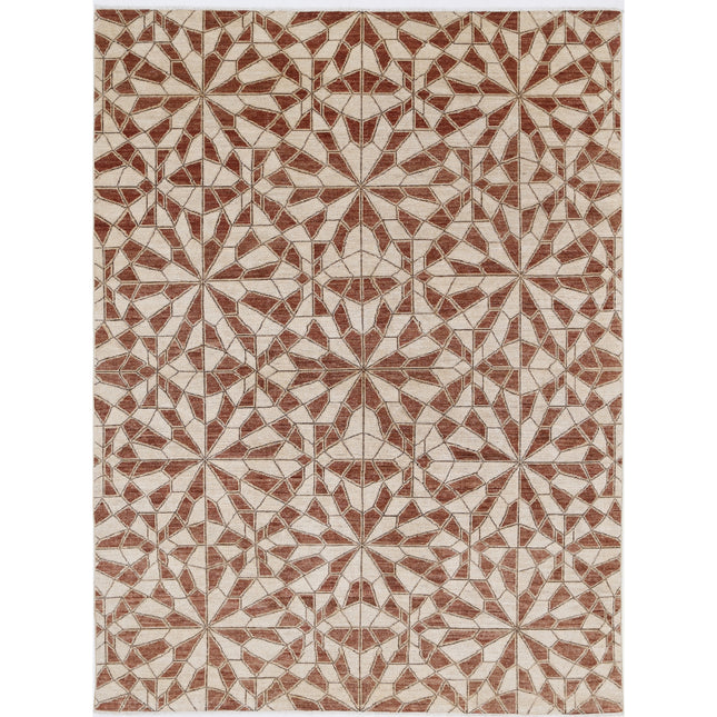Modcar 6' 7" X 8' 11" Hand-Knotted Wool Rug 6' 7" X 8' 11" (201 X 272) / Brown / Brown