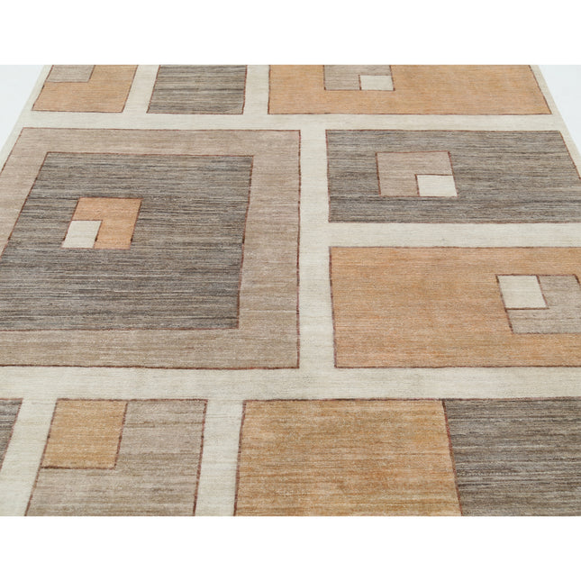 Modcar 6' 3" X 9' 6" Hand-Knotted Wool Rug 6' 3" X 9' 6" (191 X 290) / Grey / Brown