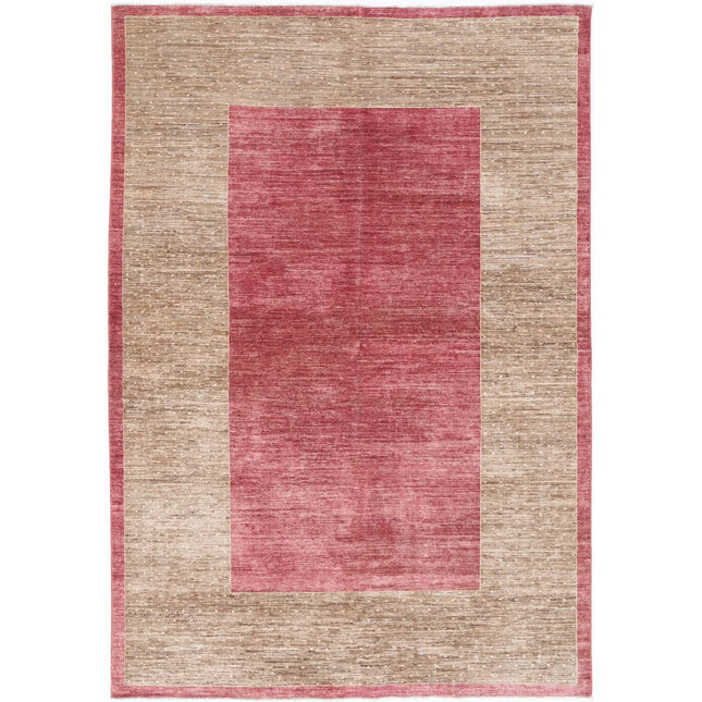 Modcar 5' 8" X 8' 7" Hand-Knotted Wool Rug 5' 8" X 8' 7" (173 X 262) / Red / Brown