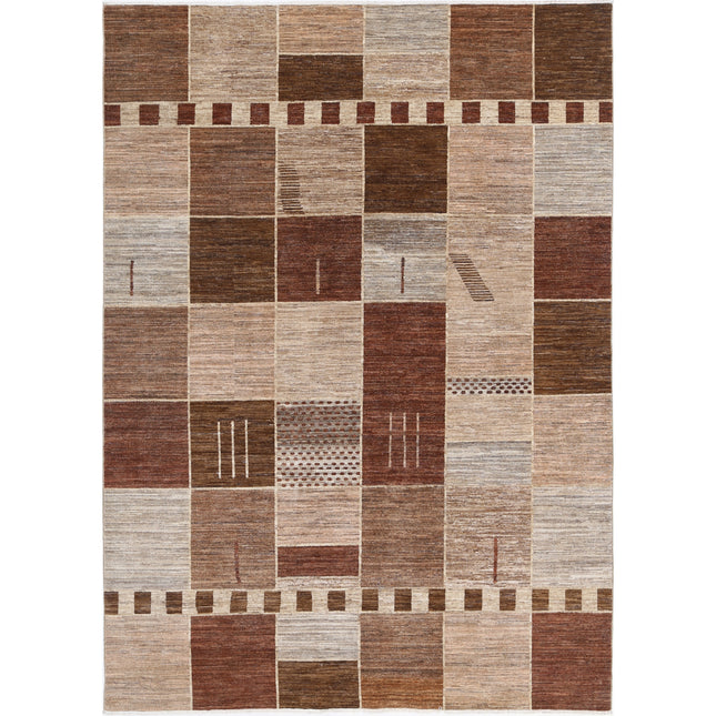 Modcar 6' 8" X 9' 7" Hand-Knotted Wool Rug 6' 8" X 9' 7" (203 X 292) / Brown / Brown