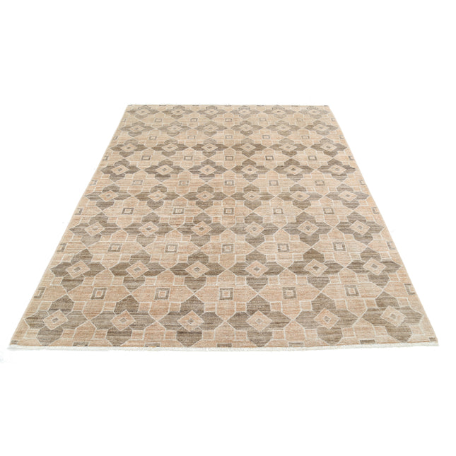 Modcar 5' 9" X 7' 7" Hand-Knotted Wool Rug 5' 9" X 7' 7" (175 X 231) / Brown / Brown