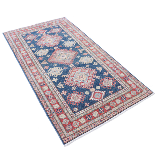 Kazak 3' 6" X 6' 4" Hand-Knotted Wool Rug 3' 6" X 6' 4" (107 X 193) / Blue / Red