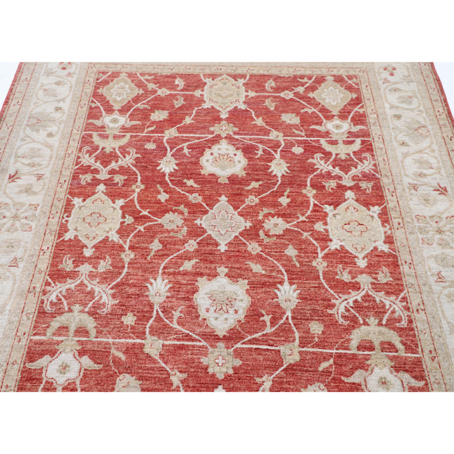 Ziegler 5' 5" X 7' 0" Hand-Knotted Wool Rug 5' 5" X 7' 0" (165 X 213) / Red / Ivory