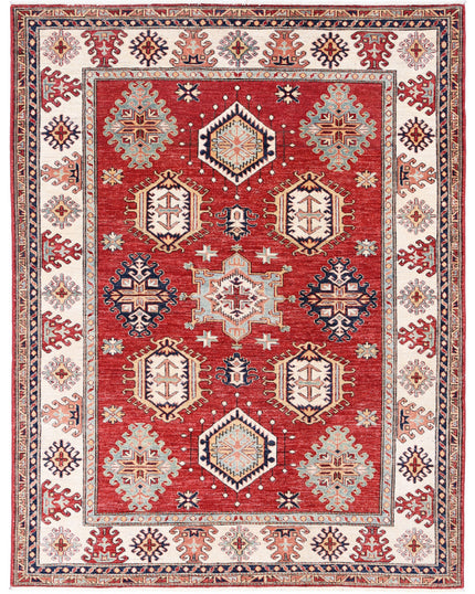Kazak 5' 9" X 7' 8" Hand-Knotted Wool Rug 5' 9" X 7' 8" (175 X 234) / Red / Ivory