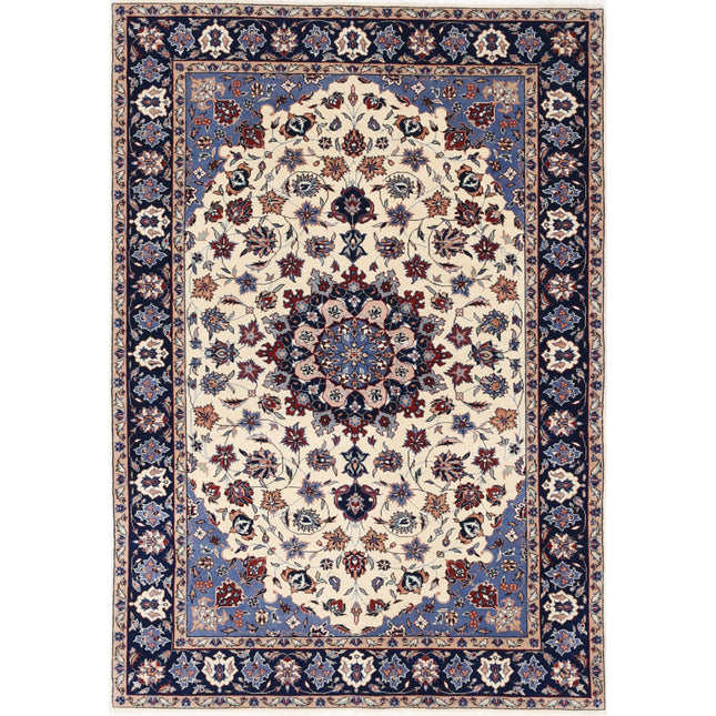 Heritage 4' 0" X 5' 11" Hand-Knotted Wool Rug 4' 0" X 5' 11" (122 X 180) / Ivory / Blue