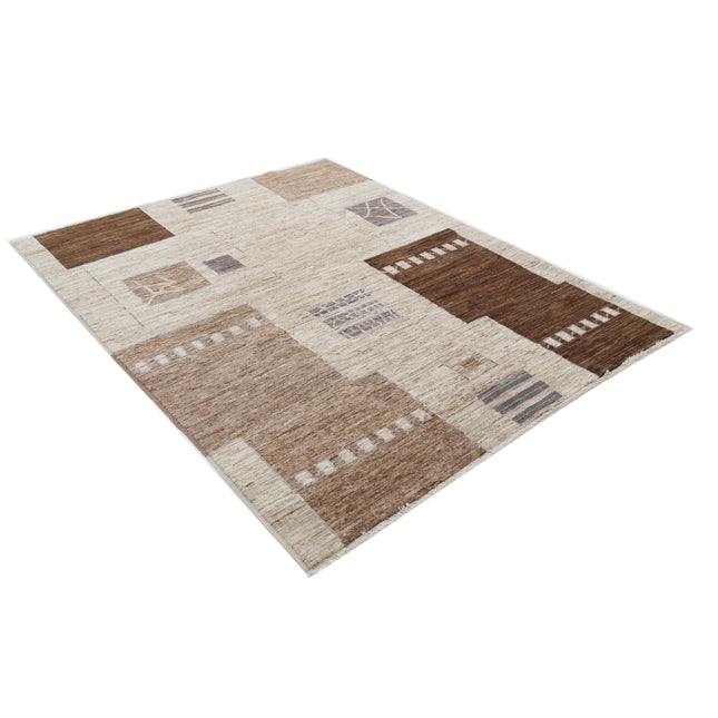 Modcar 5' 1" X 6' 8" Hand-Knotted Wool Rug 5' 1" X 6' 8" (155 X 203) / Brown / Brown