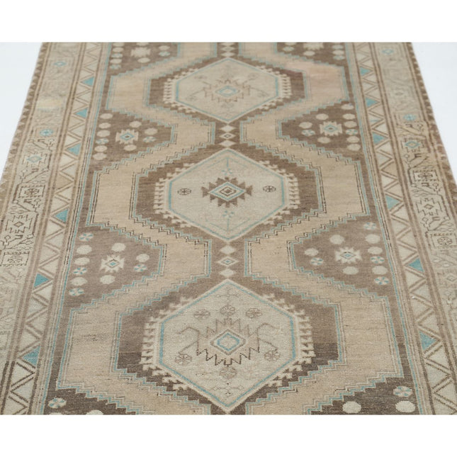 Vintage 3'4" X 11'9" Wool Hand-Knotted Rug