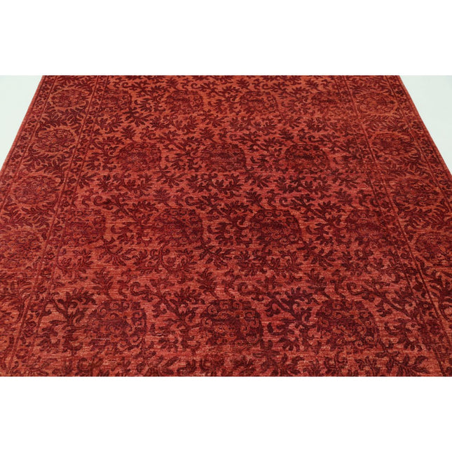 Overdye 6'6" X 9'10" Wool Hand-Knotted Rug