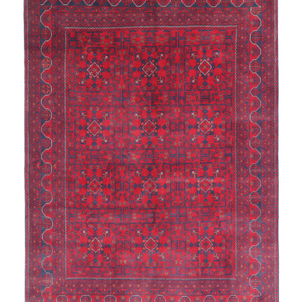 Afghan 6' 8" X 9' 4" Hand Knotted Wool Rug 6' 8" X 9' 4" (203 X 284) / Red / Wool