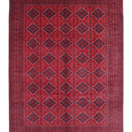 Afghan 9' 9" X 13' 3" Hand Knotted Wool Rug 9' 9" X 13' 3" (297 X 404) / Red / Wool