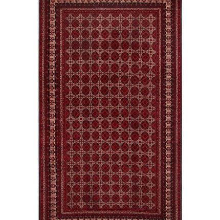 Afghan 9' 8" X 19' 1" Hand Knotted Wool Rug 9' 8" X 19' 1" (295 X 582) / Red / Wool
