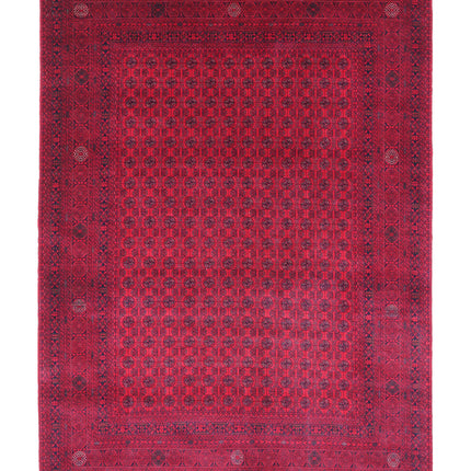 Afghan 6' 4" X 9' 3" Hand Knotted Wool Rug 6' 4" X 9' 3" (193 X 282) / Red / Wool