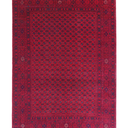 Afghan 6' 5" X 9' 6" Hand Knotted Wool Rug 6' 5" X 9' 6" (196 X 290) / Red / Wool