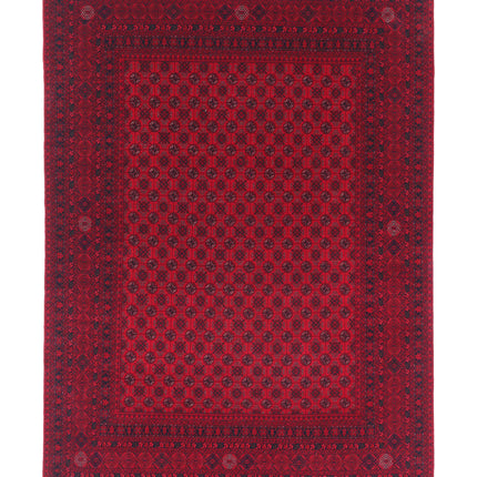 Afghan 6' 6" X 9' 3" Hand Knotted Wool Rug 6' 6" X 9' 3" (198 X 282) / Red / Wool