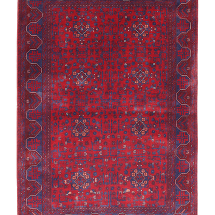 Afghan 3' 3" X 4' 9" Hand Knotted Wool Rug 3' 3" X 4' 9" (99 X 145) / Red / Wool