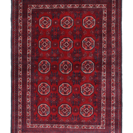 Afghan 3' 2" X 4' 7" Hand Knotted Wool Rug 3' 2" X 4' 7" (97 X 140) / Red / Wool