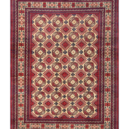 Afghan 6' 9" X 9' 9" Hand Knotted Wool Rug 6' 9" X 9' 9" (206 X 297) / Beige / Wool