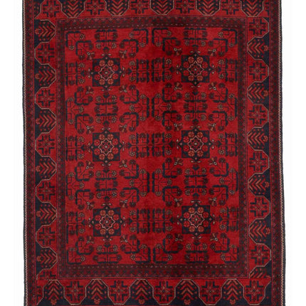 Afghan 4' 10" X 6' 4" Hand Knotted Wool Rug 4' 10" X 6' 4" (147 X 193) / Red / Wool