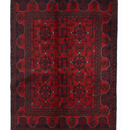Afghan 4' 9" X 6' 3" Hand Knotted Wool Rug 4' 9" X 6' 3" (145 X 191) / Red / Wool