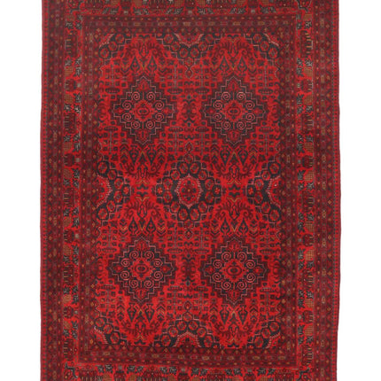 Afghan 6' 8" X 9' 9" Hand Knotted Wool Rug 6' 8" X 9' 9" (203 X 297) / Red / Wool