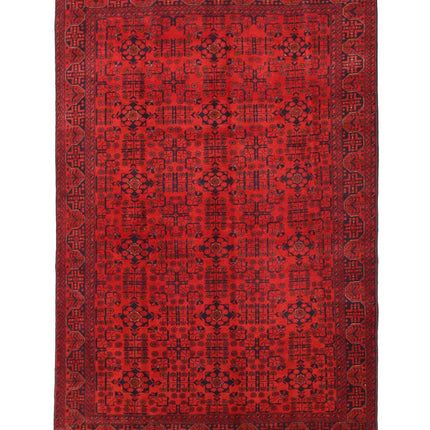 Afghan 6' 5" X 9' 6" Hand Knotted Wool Rug 6' 5" X 9' 6" (196 X 290) / Red / Wool