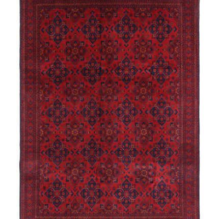 Afghan 6' 8" X 9' 5" Hand Knotted Wool Rug 6' 8" X 9' 5" (203 X 287) / Red / Wool