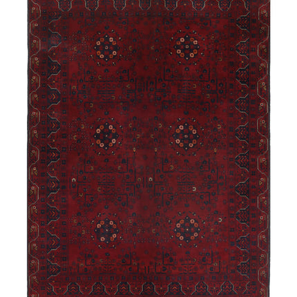Afghan 4' 10" X 6' 8" Hand Knotted Wool Rug 4' 10" X 6' 8" (147 X 203) / Red / Wool