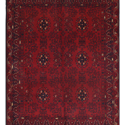 Afghan 4' 10" X 6' 3" Hand Knotted Wool Rug 4' 10" X 6' 3" (147 X 191) / Red / Wool