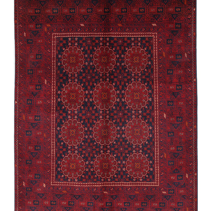 Afghan 4' 9" X 6' 4" Hand Knotted Wool Rug 4' 9" X 6' 4" (145 X 193) / Red / Wool