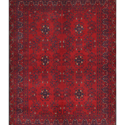 Afghan 5' 0" X 6' 7" Hand Knotted Wool Rug 5' 0" X 6' 7" (152 X 201) / Red / Wool