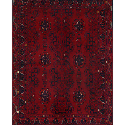 Afghan 4' 1" X 6' 1" Hand Knotted Wool Rug 4' 1" X 6' 1" (124 X 185) / Red / Wool
