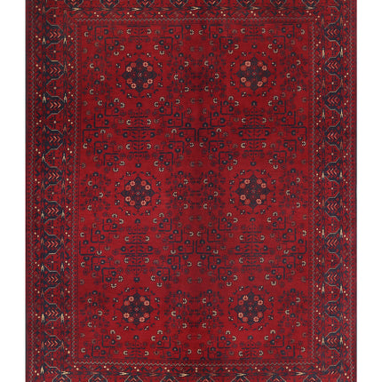 Afghan 4' 11" X 6' 7" Hand Knotted Wool Rug 4' 11" X 6' 7" (150 X 201) / Red / Wool