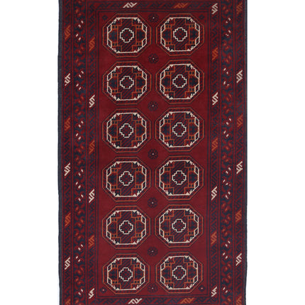 Afghan 2' 0" X 3' 10" Hand Knotted Wool Rug 2' 0" X 3' 10" (61 X 117) / Red / Wool