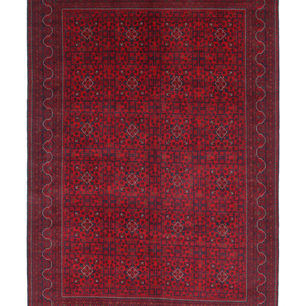 Afghan 8' 0" X 11' 6" Hand Knotted Wool Rug 8' 0" X 11' 6" (244 X 351) / Red / Wool