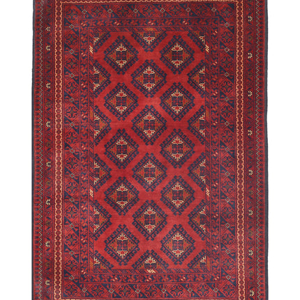 Afghan 3' 2" X 4' 9" Hand Knotted Wool Rug 3' 2" X 4' 9" (97 X 145) / Red / Wool