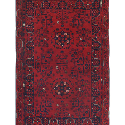 Afghan 3' 2" X 4' 9" Hand Knotted Wool Rug 3' 2" X 4' 9" (97 X 145) / Red / Wool