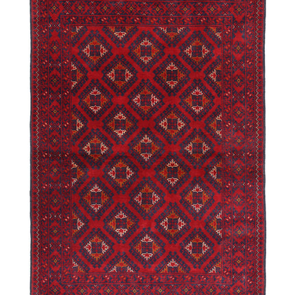 Afghan 3' 3" X 4' 8" Hand Knotted Wool Rug 3' 3" X 4' 8" (99 X 142) / Red / Wool