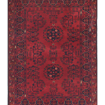 Afghan 3' 3" X 4' 6" Hand Knotted Wool Rug 3' 3" X 4' 6" (99 X 137) / Red / Wool