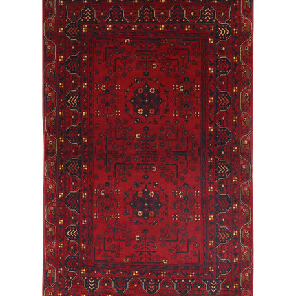 Afghan 3' 3" X 5' 2" Hand Knotted Wool Rug 3' 3" X 5' 2" (99 X 158) / Red / Wool