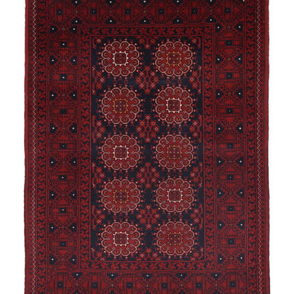 Afghan 3' 3" X 4' 8" Hand Knotted Wool Rug 3' 3" X 4' 8" (99 X 142) / Red / Wool