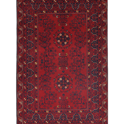 Afghan 3' 3" X 5' 0" Hand Knotted Wool Rug 3' 3" X 5' 0" (99 X 152) / Red / Wool