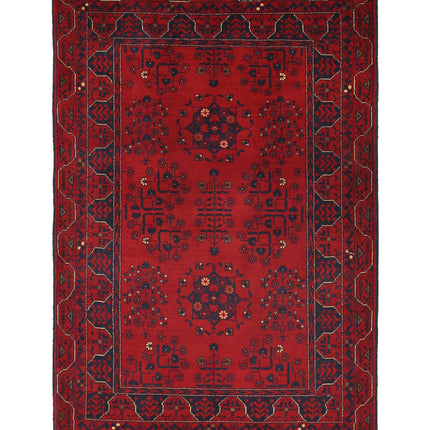 Afghan 3' 3" X 4' 9" Hand Knotted Wool Rug 3' 3" X 4' 9" (99 X 145) / Red / Wool
