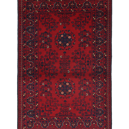 Afghan 3' 1" X 4' 10" Hand Knotted Wool Rug 3' 1" X 4' 10" (94 X 147) / Red / Wool