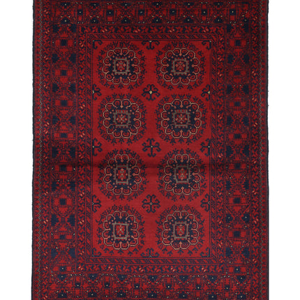 Afghan 2' 2" X 4' 8" Hand Knotted Wool Rug 2' 2" X 4' 8" (66 X 142) / Red / Wool