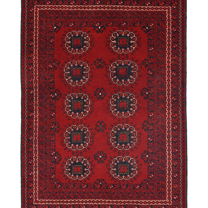 Afghan 3' 3" X 4' 8" Hand Knotted Wool Rug 3' 3" X 4' 8" (99 X 142) / Red / Wool