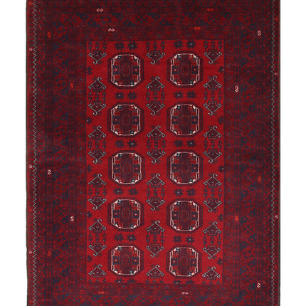 Afghan 2' 11" X 4' 3" Hand Knotted Wool Rug 2' 11" X 4' 3" (89 X 130) / Red / Wool