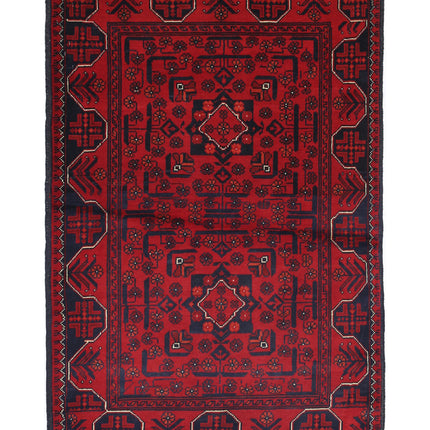 Afghan 2' 7" X 4' 0" Hand Knotted Wool Rug 2' 7" X 4' 0" (79 X 122) / Red / Wool
