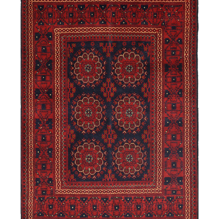 Afghan 3' 3" X 4' 7" Hand Knotted Wool Rug 3' 3" X 4' 7" (99 X 140) / Red / Wool